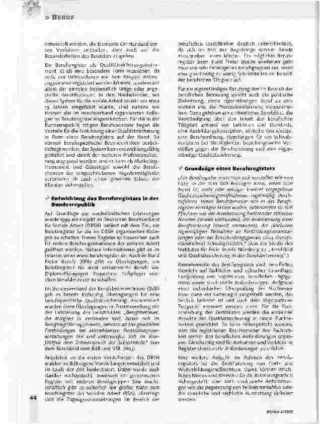 Vorschauseite 2: Qualitätssicherung: das Berufsregister macht es möglichNiveau der Betreuerleistung soll vereinheitlicht werden