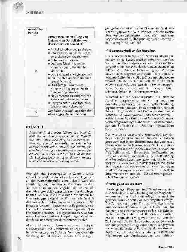 Vorschauseite 4: Qualitätssicherung: das Berufsregister macht es möglichNiveau der Betreuerleistung soll vereinheitlicht werden