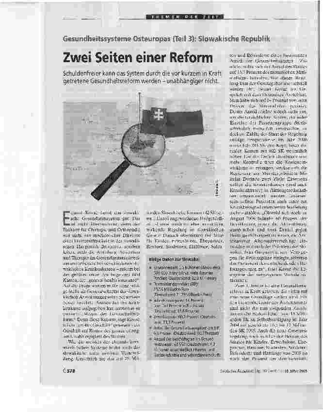 Vorschauseite 1: Zwei Seiten einer ReformGesundheitssysteme Osteuropas (Teil 3): Slowakische Republik