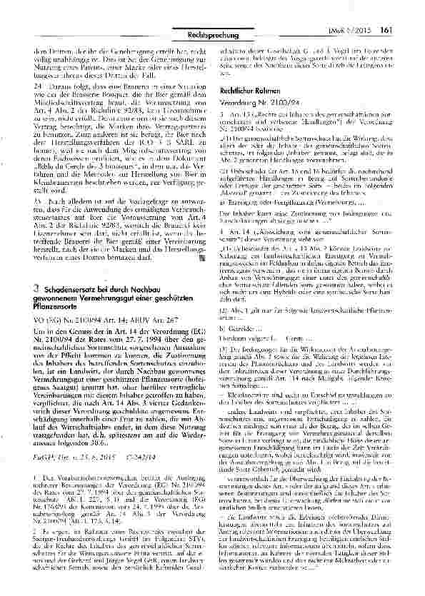 Vorschauseite 3: Anwendung des ermäßigten Verbrauchsteuersatzes auf Bier Richtlinie 92/83/EWG Art. 4 Abs. 2; AEUV Art. 267