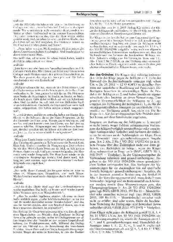 Vorschauseite 2: Wettbewerbswidrigkeif einer Werbung mit gesundheitsbezogenen Angaben ahne .nachwUWG S§ 8, 3, 4 Nr. 11; VO (EG) 1924/2006 Art. 10