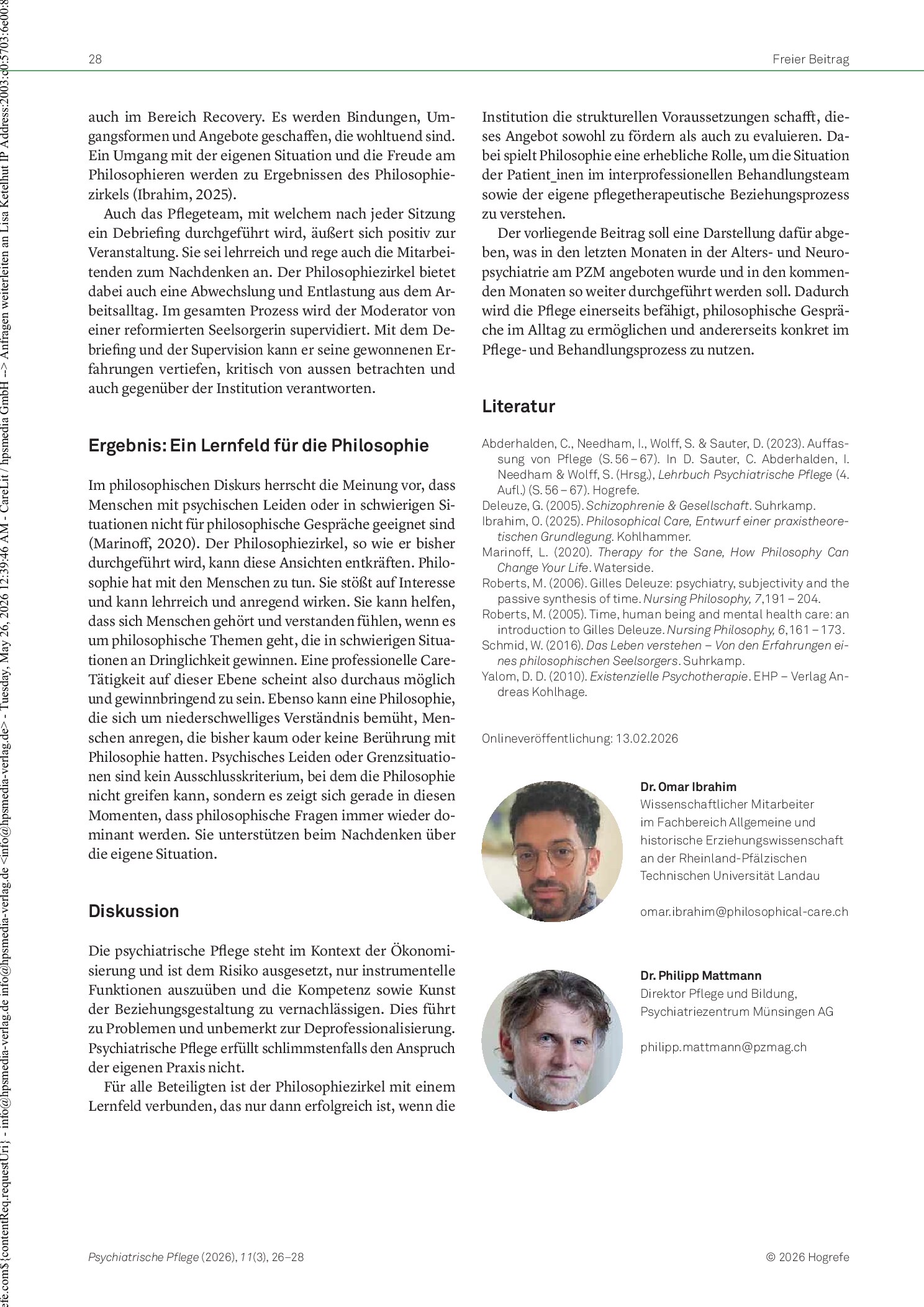Vorschauseite 3: Lernfeld Philosophiezirkel. Evaluation des Pilotprojekts am Psychiatriezentrum Münsingen