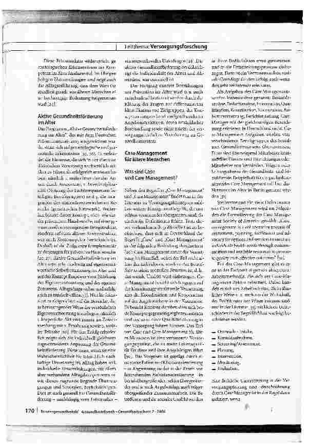 Vorschauseite 4: Forschung zur Versorgung im höheren LebensalterPrävention, Case Management und Versorgung von Demenz