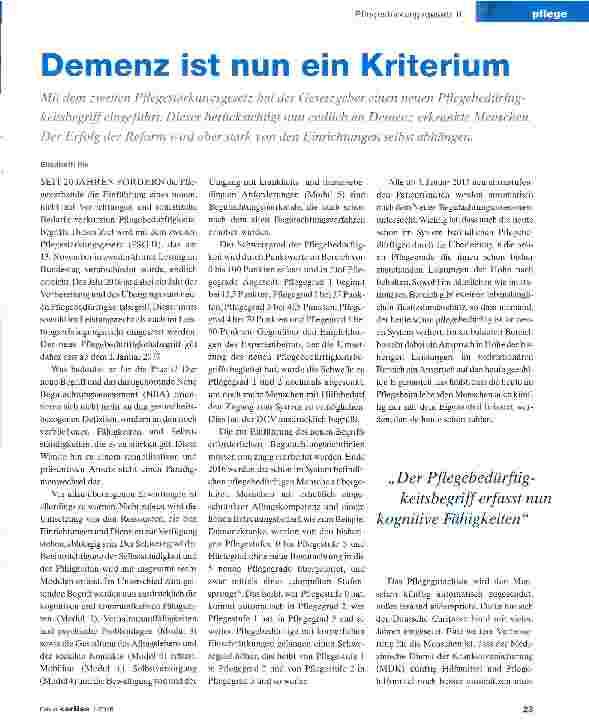 Vorschauseite 1: Demenz ist nun ein Kriterium