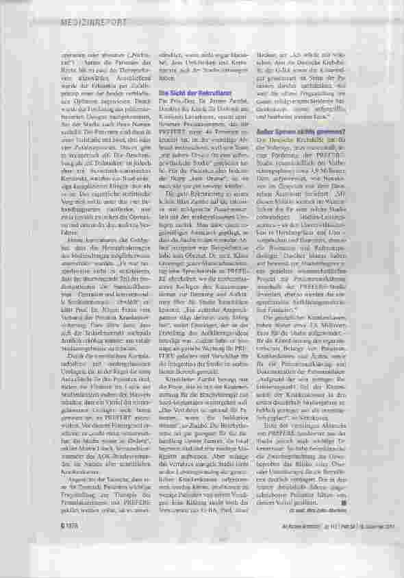 Vorschauseite 2: PREFERE-STUDIE (1) Statt Meilenstein ein Desaster