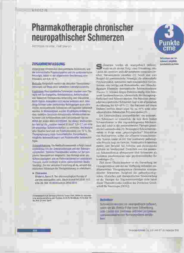 Vorschauseite 1: Pharmakotherapie chronischer neuropathischer Schmerzen