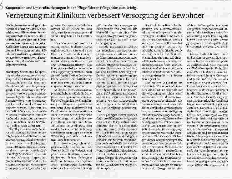 Vorschauseite 1: Vernetzung mit Klinikum verbessert Versorgung der Bewohner
