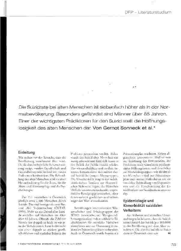 Vorschauseite 2: Suizid des alten Menschen