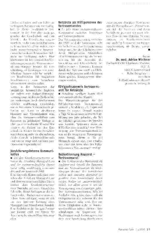 Vorschauseite 2: Ärztenetze mit Budgetverantwortung und Vertrauensärzte: Freund oder Feind?