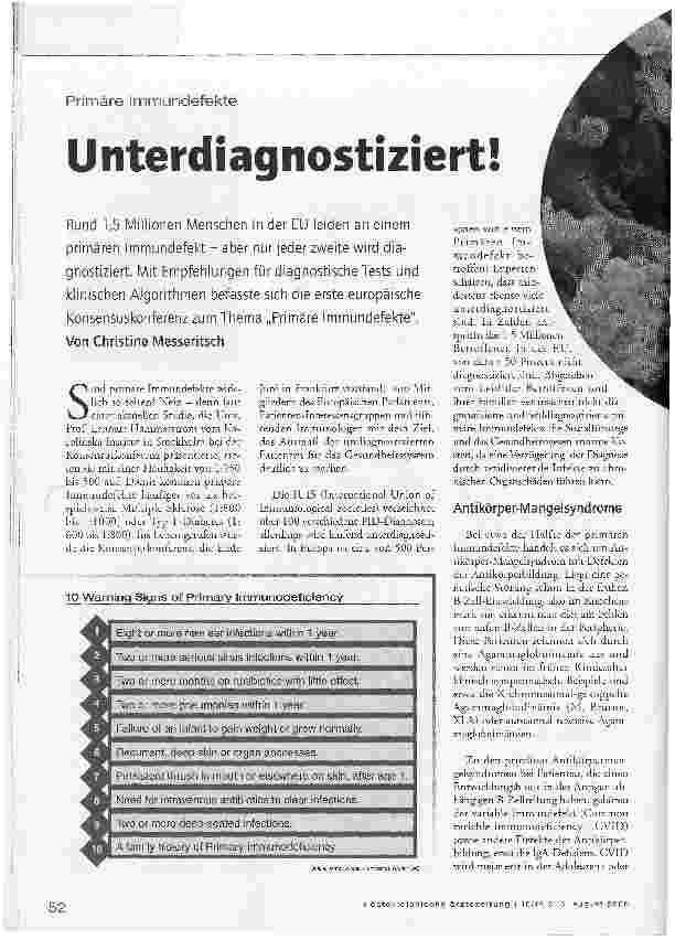 Vorschauseite 1: Primäre Immundefekte - Unterdiagnostiziert!
