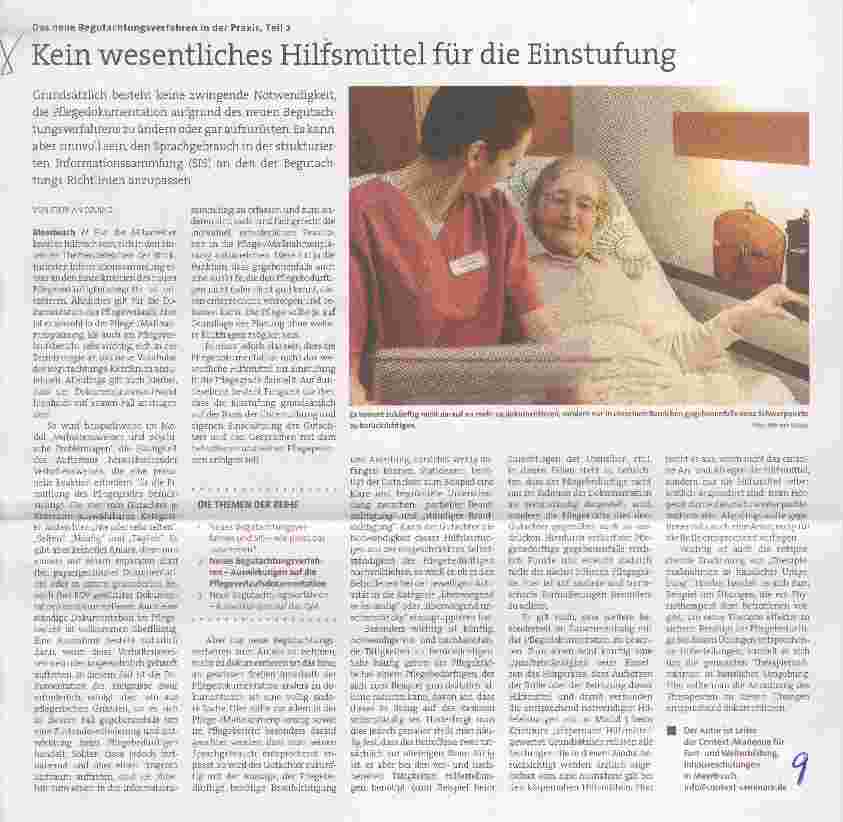 Vorschauseite 1: Das neue Begutachtungsverfahren in der Praxis, Teil 2 Kein wesentliches Hilfsmittel für die Einstufung