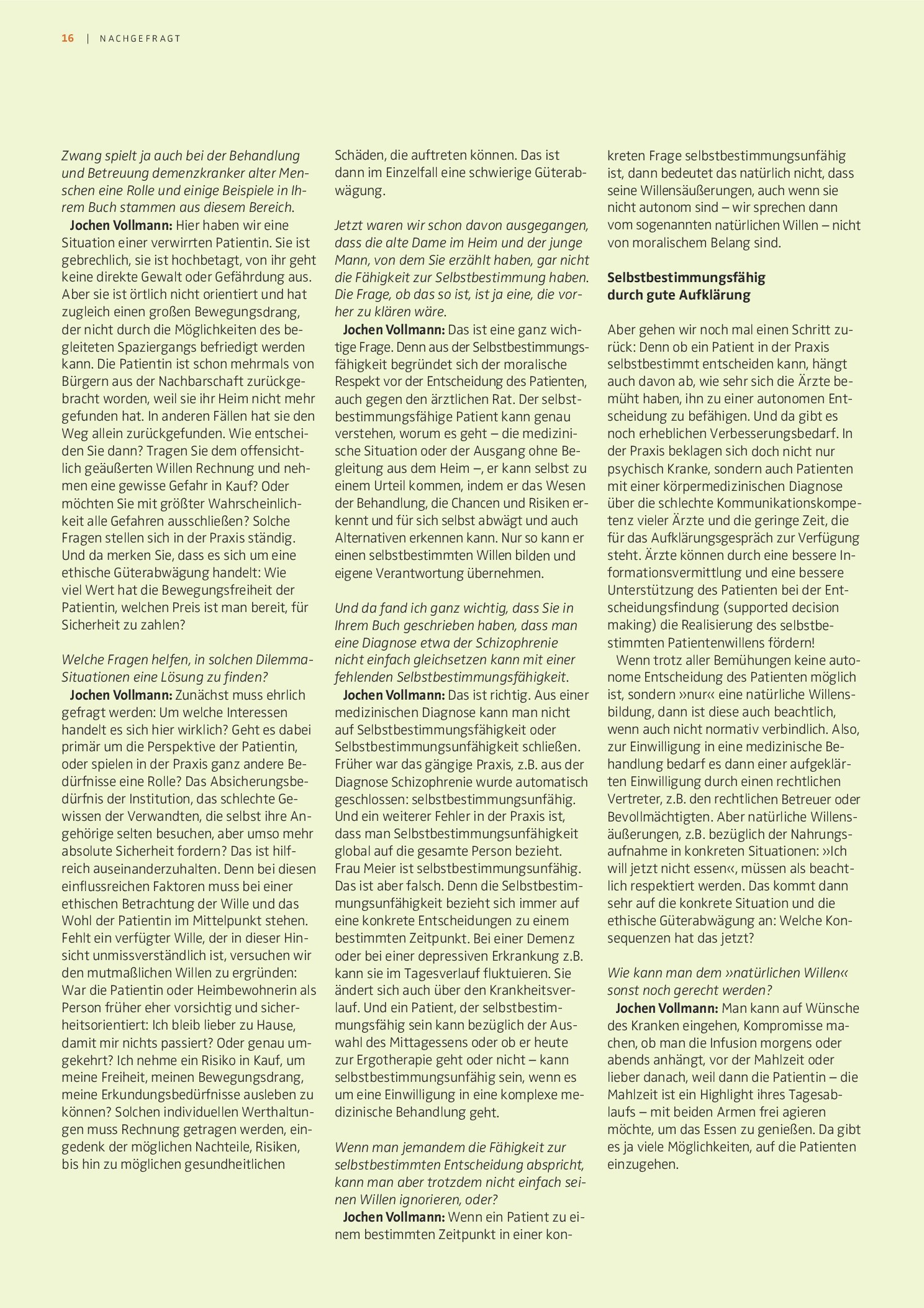 Vorschauseite 2: Der Patientenwille muss die Richtschnur sein