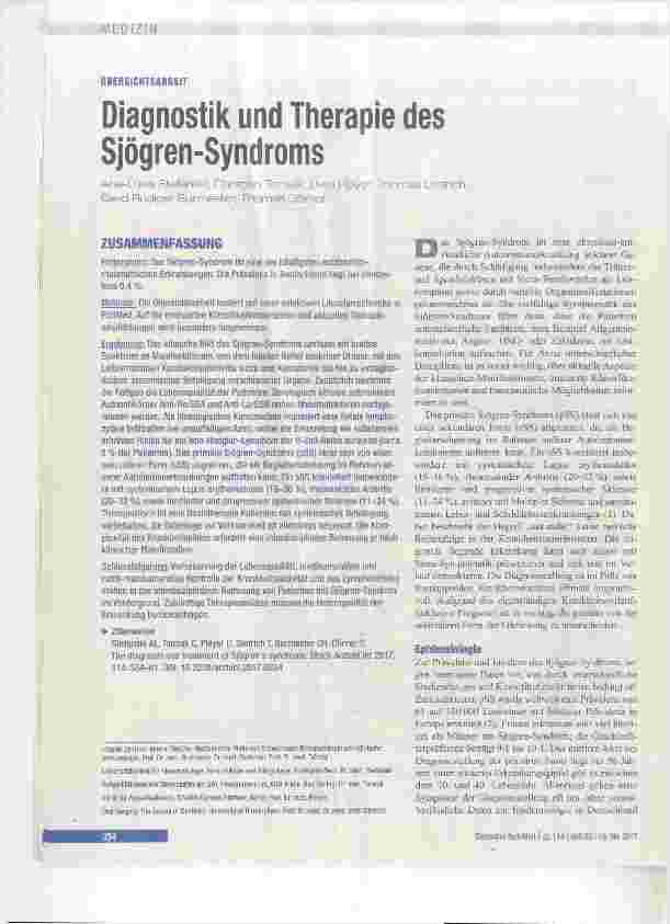 Vorschauseite 1: Diagnostik und Therapie des Sjögren-Syndroms