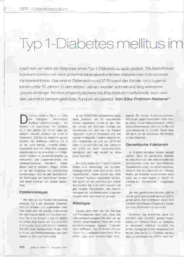 Vorschauseite 1: Typ1-Diabetes mellitus im Kindesund Jugendalter