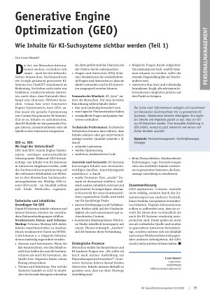 Vorschauseite 1: Generative Engine Optimization (GEO) Wie Inhalte für KI-Suchsysteme sichtbar werden (Teil 1)