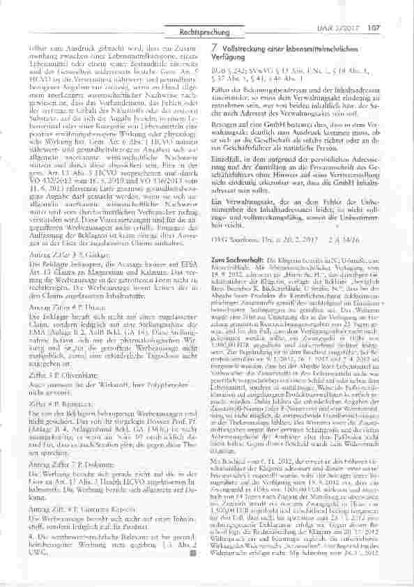 Vorschauseite 3: Lebensmittelwerbung mit gesundheitsbezogenen Angaben (Zeolith-haltige Medizinprodukte)
