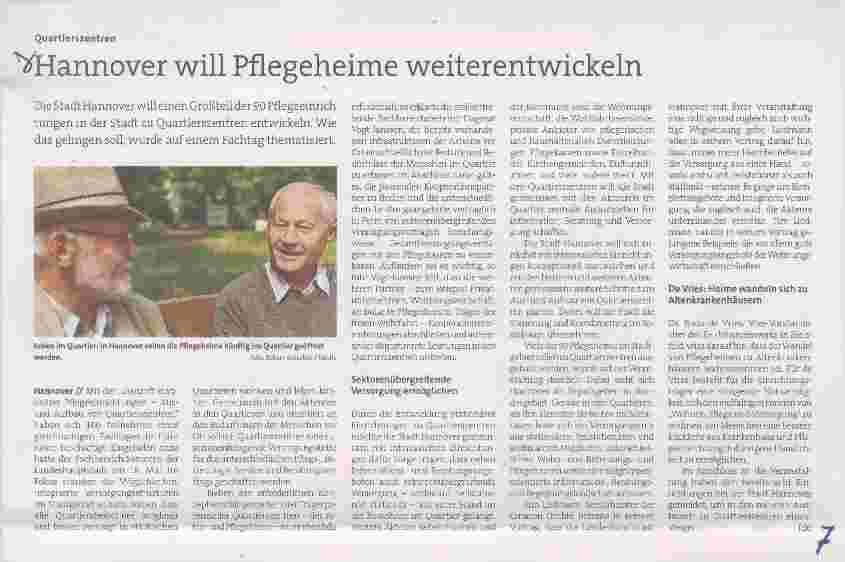 Vorschauseite 1: Hannover will Pflegeheime weiterentwickeln