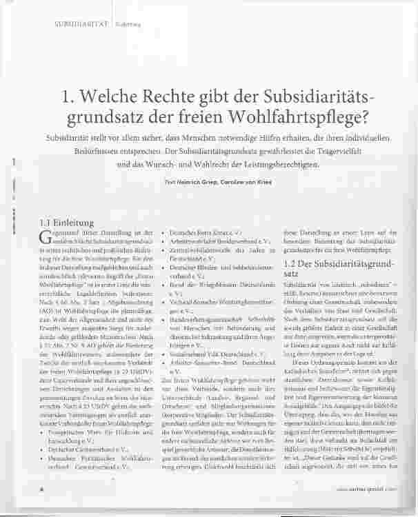 Vorschauseite 1: Welche Rechte gibt der Subsidiaritätsgrundsatz der freien Wohlfahrtspflege?
