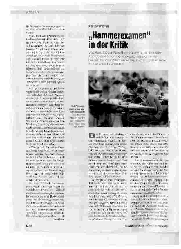 Vorschauseite 1: Hammerexamen in der Kritik