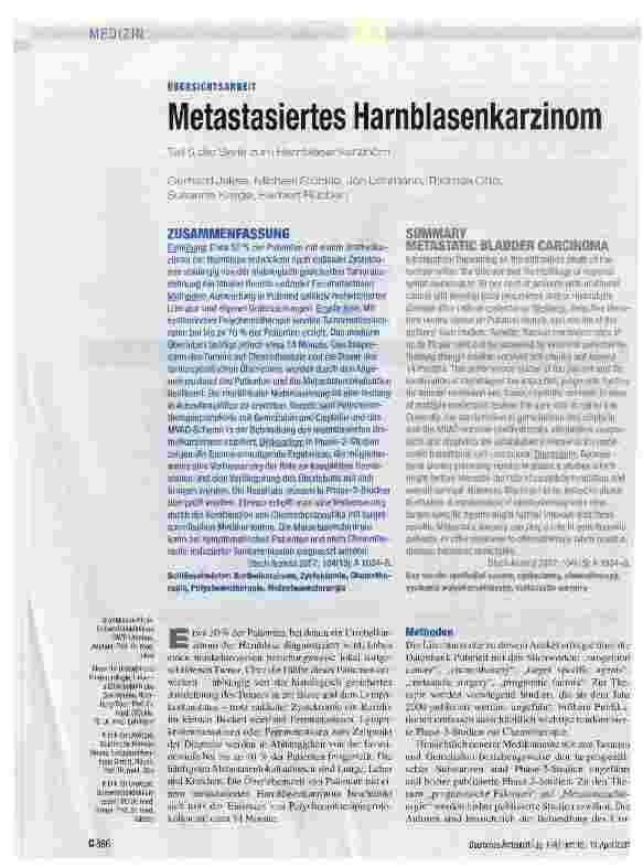 Vorschauseite 1: Metastasiertes Harnblasenkarzinom