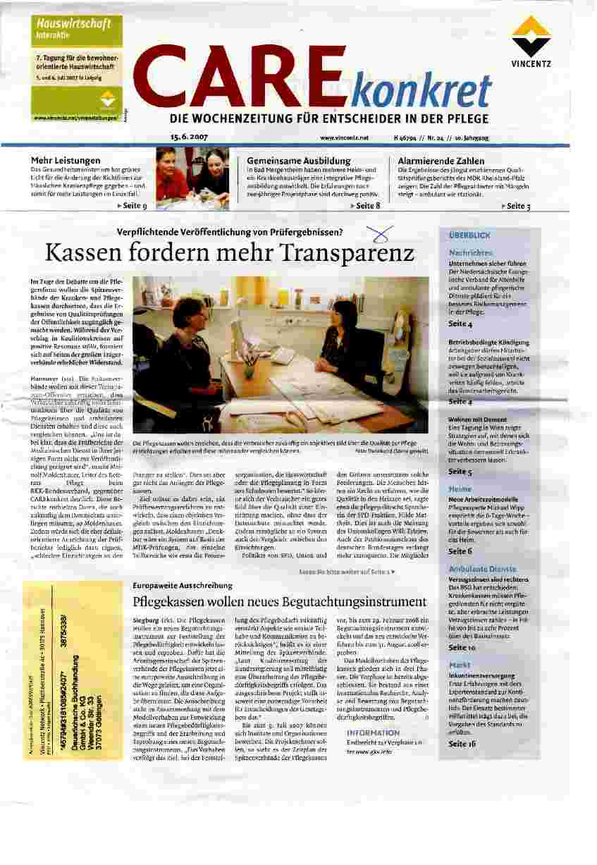 Vorschauseite 1: Kassen fordern mehr Transparenz