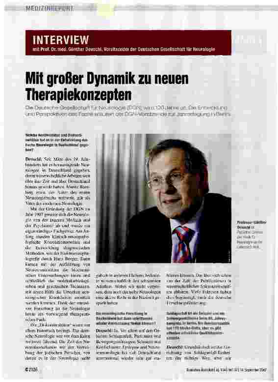 Vorschauseite 1: Mit großer Dynamik zu neuen Therapiekonzepten