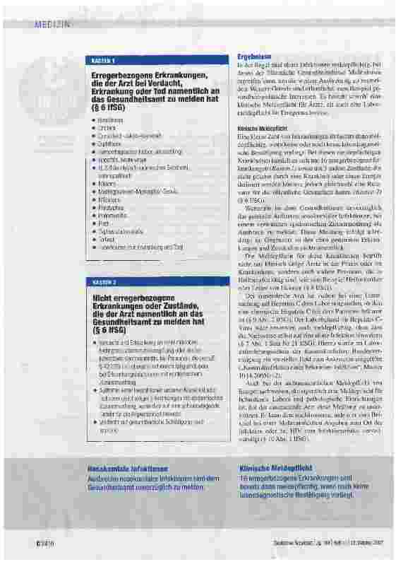 Vorschauseite 2: Meldepflicht für Infektionskrankheiten