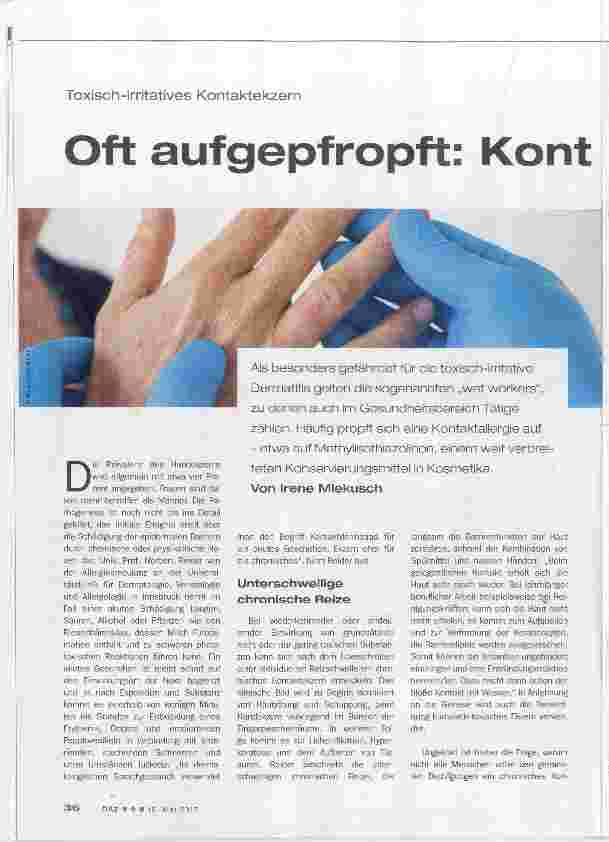 Vorschauseite 1: Oft aufgepfropft: Kontaktallergie