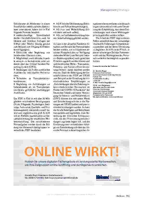 Vorschauseite 4: Klinisches Ethikkomitee: Antworten auf schwierige Fragen