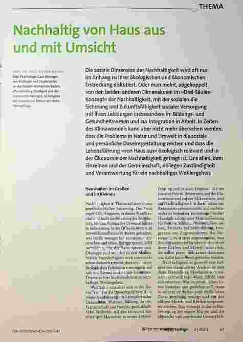 Vorschauseite 1: Nachhaltig von Haus aus und mit Umsicht