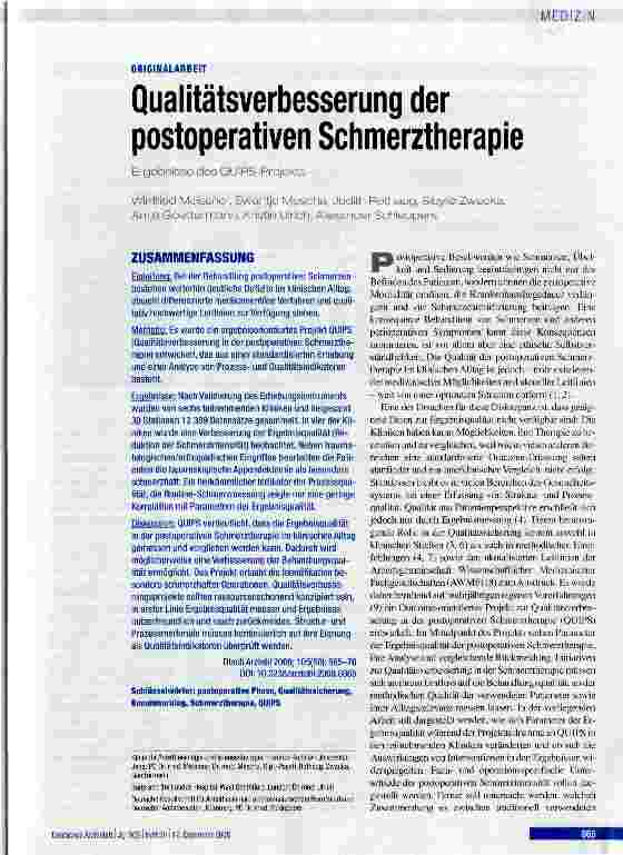 Vorschauseite 1: Qualitätsverbesserung der postoperativen Schmerztherapie