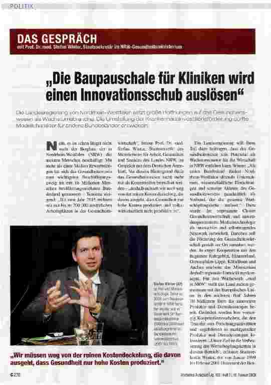 Vorschauseite 1: Die Baupauschale für Kliniken wird einen Innovationsschub auslösen