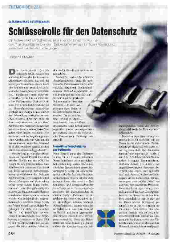 Vorschauseite 1: Schlüsselrolle für den Datenschutz