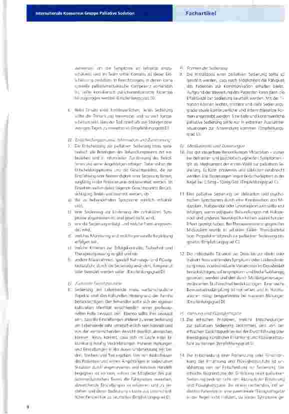Vorschauseite 2: Internationale Konsensus Gruppe Palliative Sedation