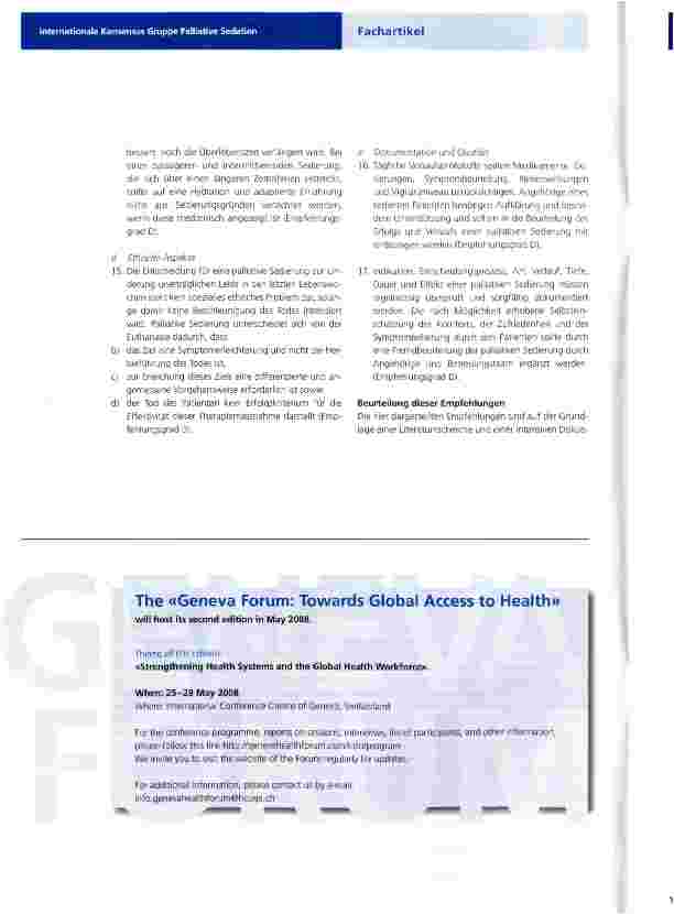 Vorschauseite 3: Internationale Konsensus Gruppe Palliative Sedation