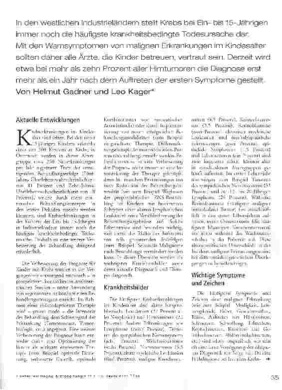 Vorschauseite 2: Krebs bei Kindern