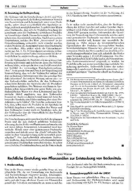 Vorschauseite 3: Inverkehrbringen von Arzneimitteln und Lebensmitteln unter einer gemeinsamen Dachmarke