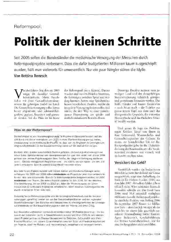 Vorschauseite 1: Politik der kleinen Schritte