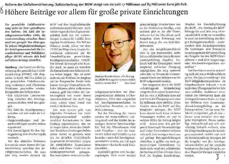 Vorschauseite 1: Höhere Beiträge vor allem für große private Einrichtungen