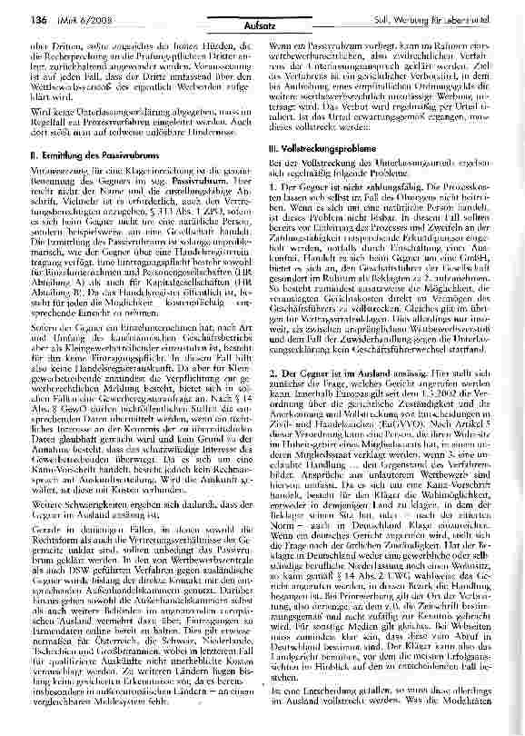 Vorschauseite 4: Werbung für Lebensmittel unklarer Herkunft: Rechercheund Vollstreckungsmöglichkeiten