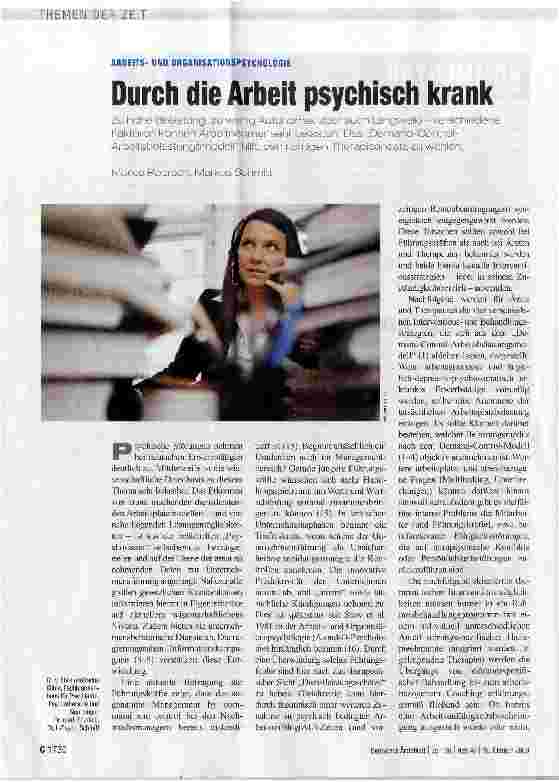 Vorschauseite 1: Durch die Arbeit psychisch krank