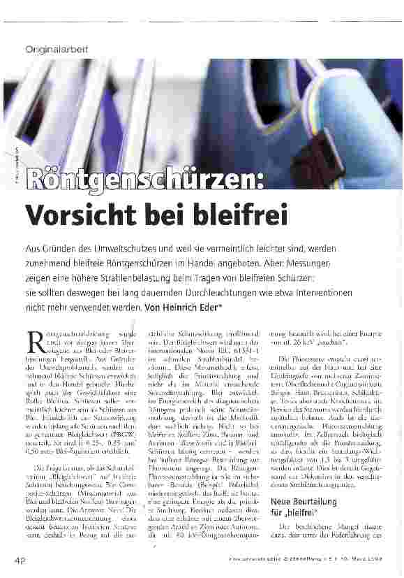 Vorschauseite 1: Röntgenschürzen: Vorsicht bei bleifrei