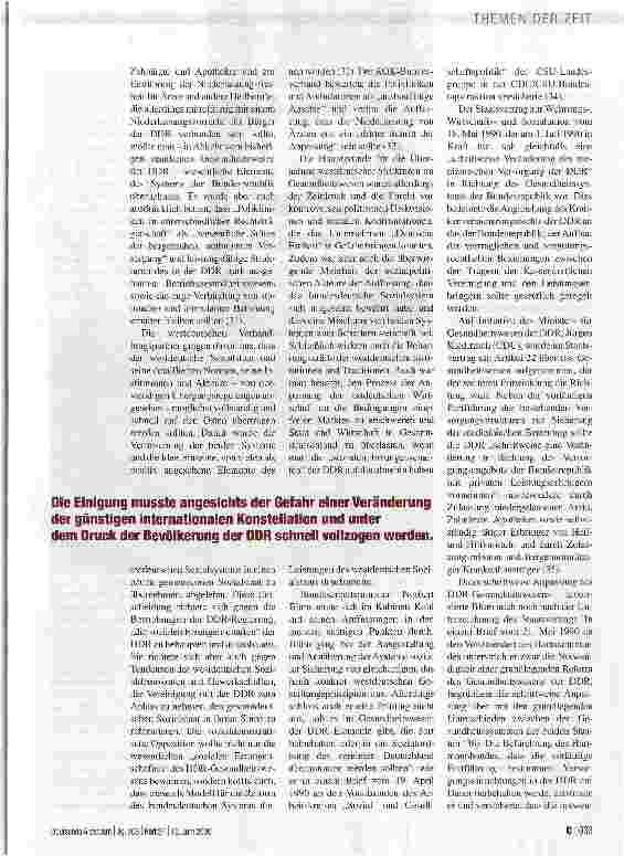 Vorschauseite 2: 1989/2009 - 20 JAHRE DEUTSCHE EINHEITDeutsch-deutsche Gesundheitspolitik im Einigungsprozess