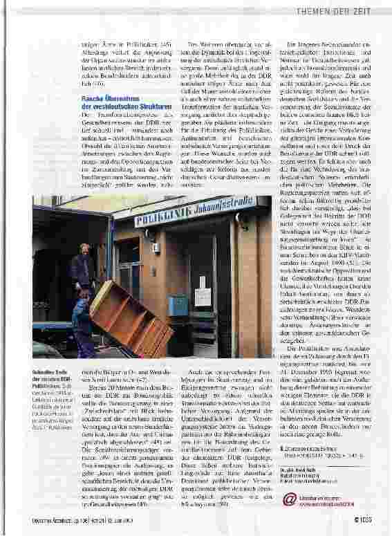 Vorschauseite 4: 1989/2009 - 20 JAHRE DEUTSCHE EINHEITDeutsch-deutsche Gesundheitspolitik im Einigungsprozess