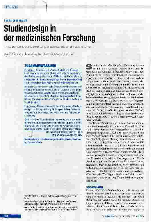 Vorschauseite 1: Studiendesign in der medizinischen Forschung