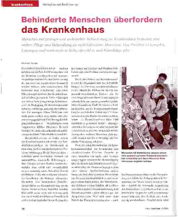 Vorschauseite 1: Behinderte Menschen überfordern das Krankenhaus