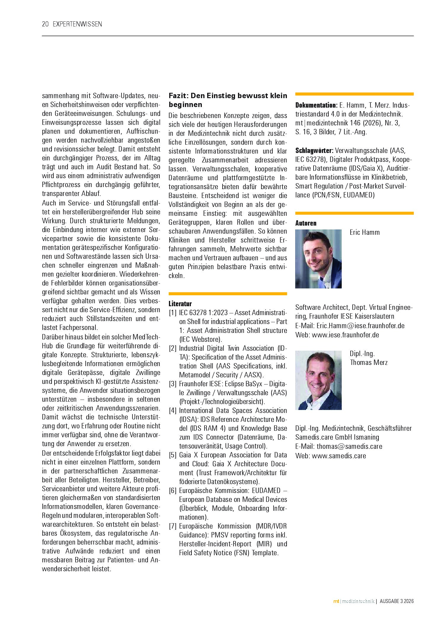 Vorschauseite 5: Industriestandard 4.0 in der Medizintechnik