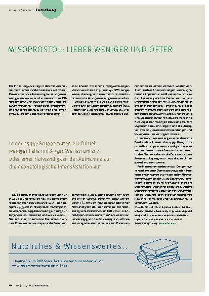Vorschauseite 1: Misoprostol: Lieber weniger und öfter