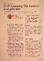 Vorschauseite 1: OKP-Zulassung: Die Kantone sind gefordert