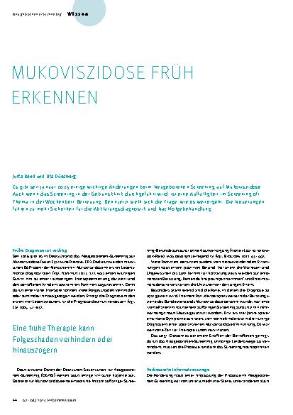 Vorschauseite 1: Mukoviszidose früh erkennen